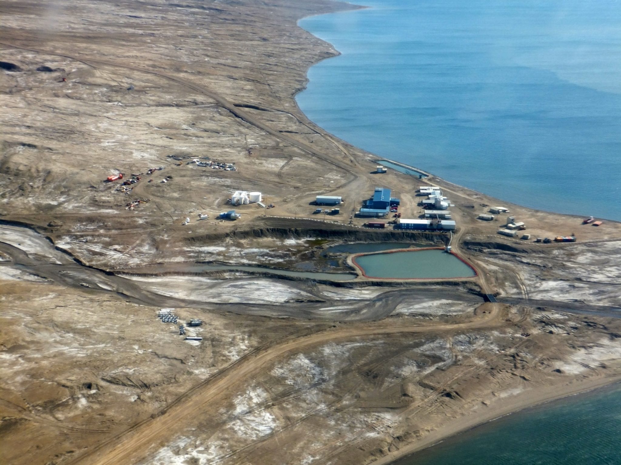 Aerial view of northernmost portable bridge in North America