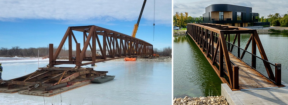 Various views of prefabricated pedestrian bridge